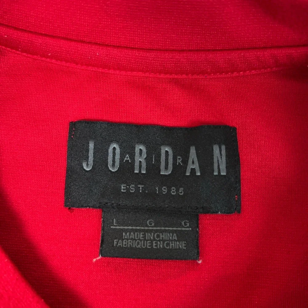 Jordan Shirt Mens Large Red Black Side Vent Stretch Basketball Workout Gym Tee
